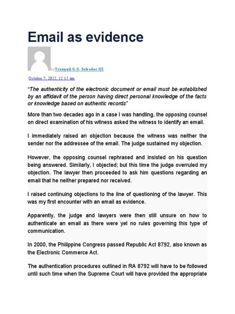 affidavit of authentication electronic evidence|G.R. No. 223274 .